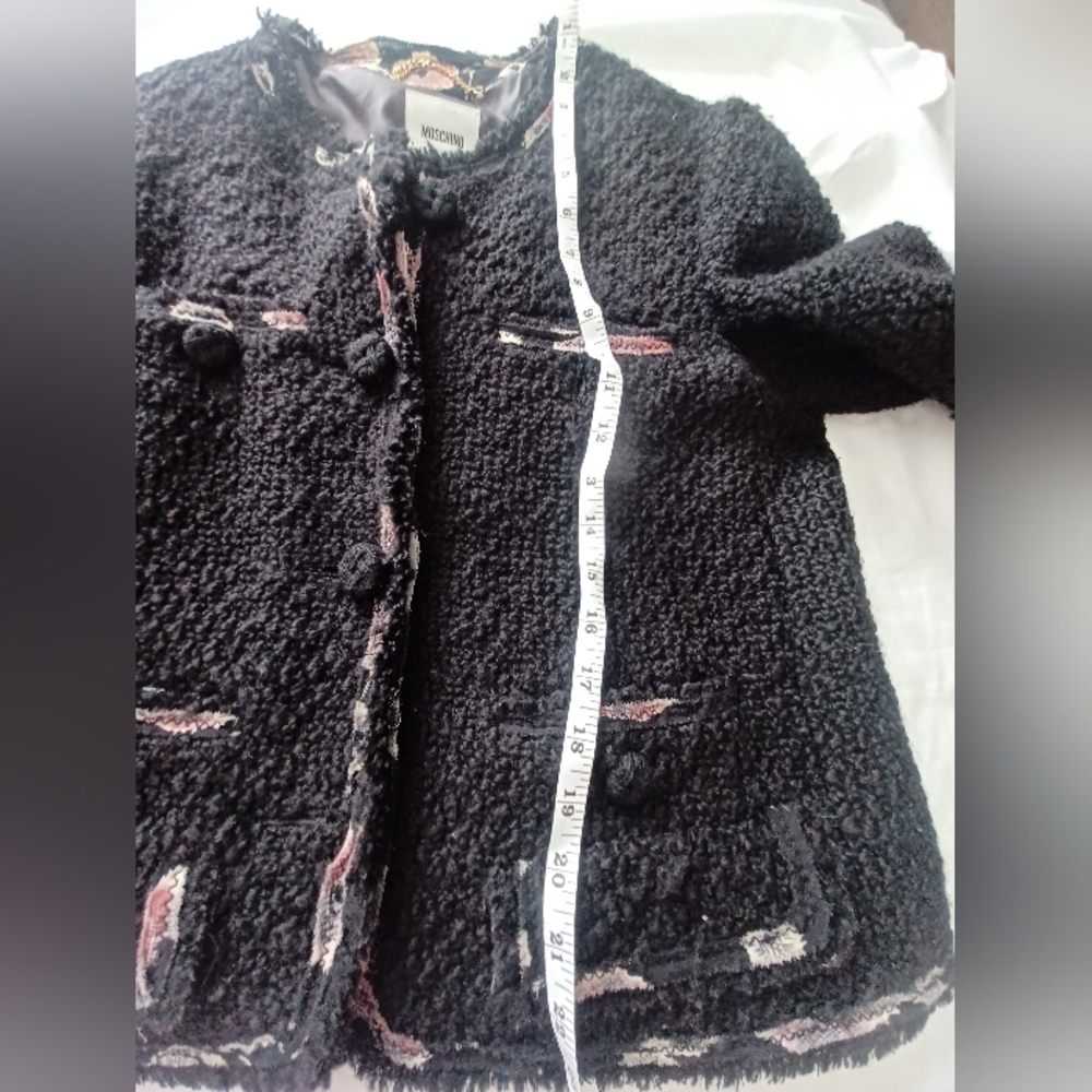 Moschino  Tweed Black Jacket 8 Chanel Style - Picture 7 of 8